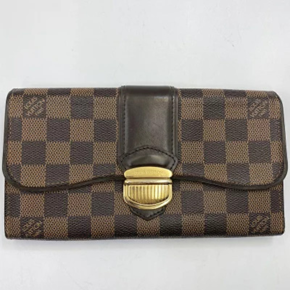Louis Vuitton Portefeuille Sistina Damier Bi fold Wallet Brown Leather Long